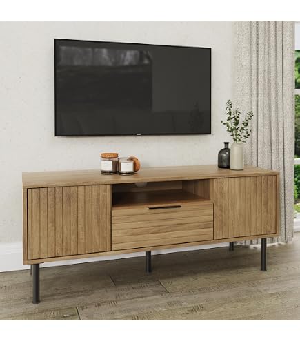 Walker Edison Walton Modern Fluted-Door Low Stand for TVs up to 65