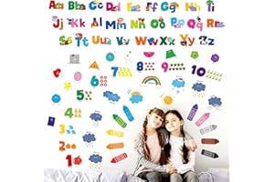 HEBAYY 68 PCS Alphabet & Letters Wall Decals, Self-Adhesive Vinyl Stickers-Letter, Weather, Number, Animal, Shape & Color, Educational ABC Letter Room Decors for Playroom, Classroom, Bedroom, Nursery, Wall