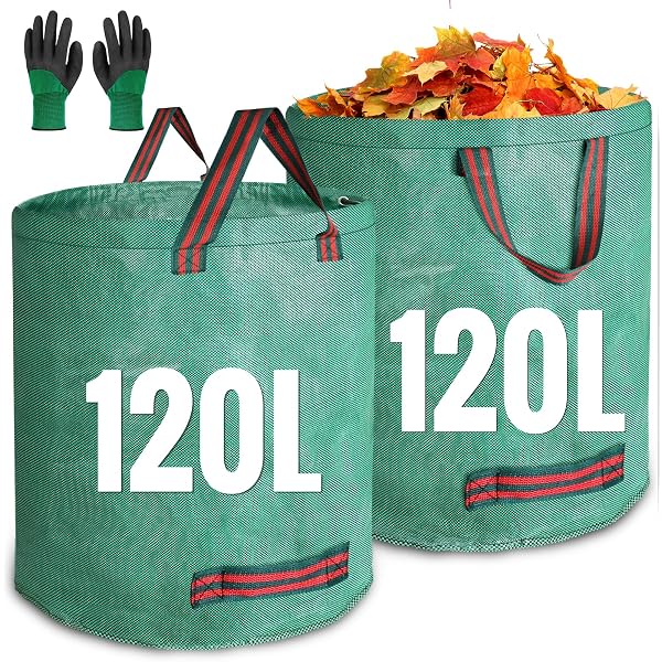 Schramm Set Da 5 Sacchi Da Giardino 500 Litri In PP – Robusti, Impermeabili, Resistenti Ai Raggi UV Con 3 Manici E Anello Di Stabilizzazione, Colore Verde