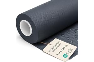 AMAZINGGIRL Tessuto impermeabile al metro 1M x 160 cm - Stoffa resistente all'acqua per esterni ideale per tende cuscini coperture mobili da giardino e progetti di cucito Grafite certificazione Oeko-Tex