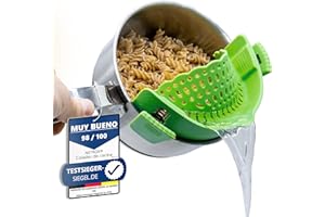 Netrox® – Colador plegable de silicona - Escurridor de pasta, verduras y frutas para ollas - Colador flexible y plegable con clips de agarre - Libre de BPA y apto para lavavajillas (verde)