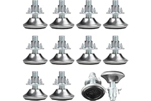 BELLE VOUS 12 Pcs Pied Reglable pour Meuble M8 x 30 mm - Pied Verin Reglable Moyen avec Patin Polypropylène et Écrou en T - Patin Réglable pour Pieds de Table, Chaise, Canapé & Lit