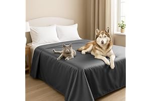 Byour3 - Couvre-lit Double Super IMPERMÉABLE Animaux Anti-Taches Protection pour Lit Simple Queen Size Anti-Poils Chat Chien Enfants Anti-Moisissure Couverture Lavable (Gris Plomb, Double)