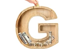 Bemaystar Wooden Letter-Money-Box for Kids, Piggy-Bank Initial Letters, Kids Money Box Coin Bank, Birthday Gift for Kids