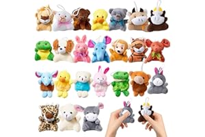Vlecexs Mini Plüschtiere, 24PCS Mini Kuscheltier, Kleine Stofftiere, Mitgebsel Kindergeburtstag Gastgeschenke, Weihnachten Füllung, Tombola Preise, Plüsch Schlüsselanhänge, Kleine Geschenke für Kinder