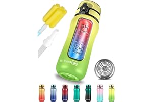 My Vesperbox Thermo Minny Butelka na napoje ze stali nierdzewnej, zabezpieczona przed wyciekiem, ze słomką lub sitkiem, wytrzymała, ze stali szlachetnej, dla dzieci i dorosłych, zielono-żółta, 400 ml