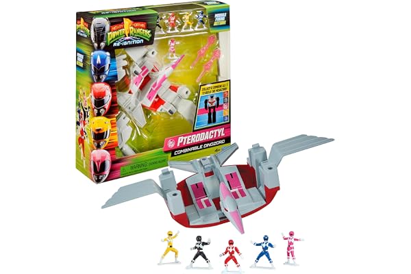 Power Rangers - Collection Megazord, Zords articulé combinable, Figurine, 20 cm, Modèle Pterodactyl Dinozord, pour Les Enfants dès 4 Ans, PWG053, Gris