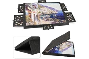 Ruication Tilting Jigsaw Puzzle Board 2-in-1 Designed Stand & Cover Lightweight Felt Jigsaw Board 1000 Pieces Portable Jigsaw Puzzle Table with 6 Drawers for Games Adults Kids Gift