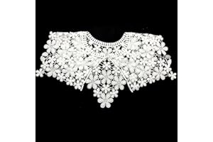 DHER Colletto in pizzo ricamato di poliestere Collare in pizzo bianco Collare rimovibile del merletto, collare decorativo del merletto ricamato, collare del modello del fiore di Openwork (A)