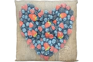 mediatex srl Set 6 Cuscini Coprisedia Cucina con Laccetti Decori Assortiti Trapuntati al Centro 40x40x5 Cm (Cuore Di Frutta)