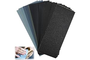 EuAcesry Carta Abrasiva, 19 Pezzi Carta Vetrata Fine 10000/7000/5000/3000/2500/2000/1500/1200/1000/800/600/400/320/240/220/180/150/120/80 Grana 9 x 3,6 Pollici, per Carrozzeria Metallo Legno