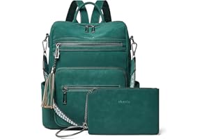 Shrrie Sac à Dos Femme, Sacs à Main Portés Dos en PU Cuir, Élégant Imperméable Sac à Dos Antivol Convertible avec Bandoulière Amovible pour Travail Voyage College Cadeau