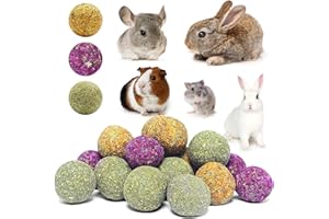HUTVD Hamster Lapin Jouets à Mâcher, Jouets à Mâcher pour Petits Animaux, Saveur de Calendula Timothy Boule d'herbe à Saveur de Rose pour Lapin Chinchilla Hamster écureuils Broient Les Dents