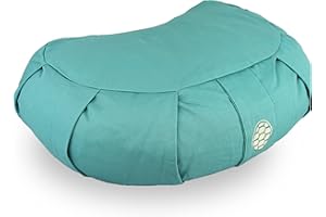 TORTUGA Meditation & Yoga - Coussin Zafu rempli de sarrasin durable - Design croissant - Hauteur 15 cm - Housse en coton 100 % naturel facile à laver - Méditation/Yoga