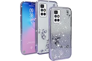 XINYEXIN Funda Glitter para Xiaomi Redmi 10 2022 / Redmi 10 4G, Carcasa Teléfono Antigolpes Transparente Bling Sparkle, Ultra Delgado Cute Brillante para Niñas y Mujeres - Viola