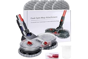 Kraftline Wischaufsatz für Dyson V7, V8, V10, V11, V15 - Elektrischer mit Wassertank, 6 Ersatzpads, Steuerklemme - Nasswischen & Staubsaugen - Zubehör für Dyson Staubsauger