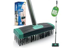 TDBS THE DUSTPAN AND BRUSH STORE Wire Brush for Moss Removal with Stainless Steel 4 Section Handle, Moss Remover Tool Patio Brush, Durable Metal Bristles for Removing Tough Weeds, Ideal for Garden, Driveway Weed Patio Cleaner