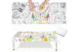 Nasxkji Colouring Table Cloths 183x76cm/72×30 inch Table Cloth Colouring Dream Castle for Multiple Users Giant for Family Gatherings Party Craft Activities