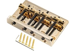 Musiclily Pro 57mm Heavy Duty Ponte Basso Sellette in Ottone Vintage per Basso Elettrico 4 Corde Precision/Jazz Bass, Dorato