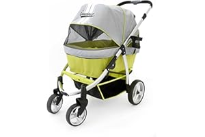 Pet Stroller, IPS-06/Green, dog carrier, trolley, Trailer, Innopet, Buggy Retro. Foldable pet buggy, pushchair, pram for dogs and cats