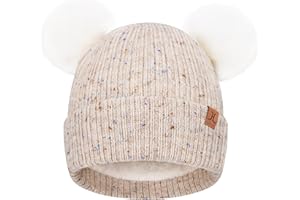 Bequemer Laden Gorro de Invierno Bebés Niños - Doble Pompones, Forro Fleece Caliente Gorros para 0-12 Meses, 1-4 Años Niñas Niños Regalo