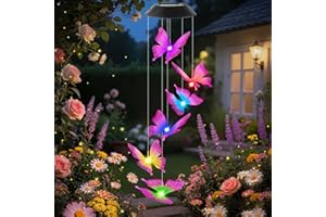 CALDARAX Solar Butterfly Wind Chimes Garden for Women Gifts, Birthday Mothers Day for Women Mum Grandma, Solar Wind Chime Lights Outdoor Decoration for Garden, Yard, Porch, Window Sill