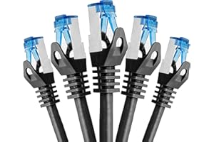 ‎BIGTEC BIGtec - Pack of 5 - 3 m CAT.7 Gigabit Patch Cable Network Cable Black Copper Cable Patch Ethernet LAN DSL Cable CAT7 (RJ45, Cat 7, S/FTP PIMF) 3.00 m