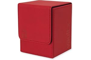 Vault X Sammelkarten-Deckbox, 80+ Karten, Premium-Exo-Tec-Material, Toplader-Kartenaufbewahrungsbox mit abnehmbarem Magnetdeckel, für MTG Commander, TCG (Rot)