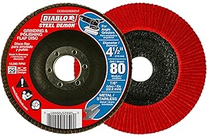 Diablo Steel Demon Flap Disc with Standard Hub for Metal, Fast Material Removal & Polishing - Medium, 80-Grit, 4-1/2" Diameter, 7/8" Arbor, Type 29 Hub - DCX045080N01F