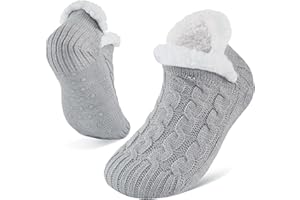 Niorasen Fluffy Slipper Socks Women Men, Warm Bed Socks with Grippers, Thick Cosy Non-Slip Winter Sock, Ladies Girls Women Gift for Christmas, Indoor Home House, UK 4-9