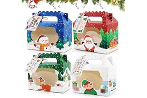 FainFun Scatola per Cupcake Natalizia, 12 Scatole per Dolci Natalizi, Scatole per Biscotti Natalizi, Natale, per Biscotti, Decorare gli Alberi di Natale (12, FK, Piccolo)