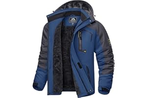 KEFITEVD Vestes polaires imperméables pour hommes Hiver Chaud Ski Imperméables Manteaux de randonnée en plein air avec capuche amovible