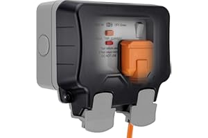 BRITISH GENERAL BG Electrical WP22RCD-01 Double Weatherproof Outdoor Switched Power Socket with Latching RCD, IP66 Rated, 13 Amp