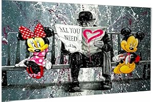 Magic Canvas Art - Pop Art B8106 - Mickey Mouse - Impression sur toile amusante - Impression d’art de qualité supérieure - Peinture murale - 1 pièce - Dimensions : 60 x 30 cm