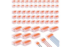 AJKEOO Conectores Electricos Rapidos, 60 Piezas Conectores Electricos con Palanca, 4mm² Empalmes Cables Electricos, Fichas de Empalme Electrico,Puede Combinar Libremente