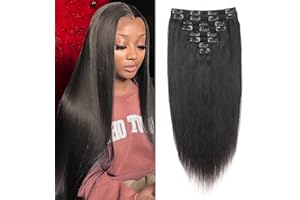 EINbeauty Straight Extension a Clip Cheveux Naturel Human Hair Clips Extension a Clip Cheveux Naturel 120g-8pc Invisibles à Clip Human Hair Clips ins Perruques Pour Clip Extension Remy Cheveux 18"