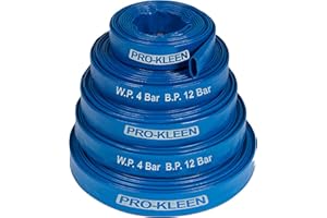 Pro-Kleen Layflat Hose 20M PVC Submersible Water Pump Blue Discharge Pipe Diameter 25mm - for Drainage, Floods, Irrigation, Hot Tub, Swimming Pool - 2 Circlips - Sizes 5-25 Metre (20 Metres)