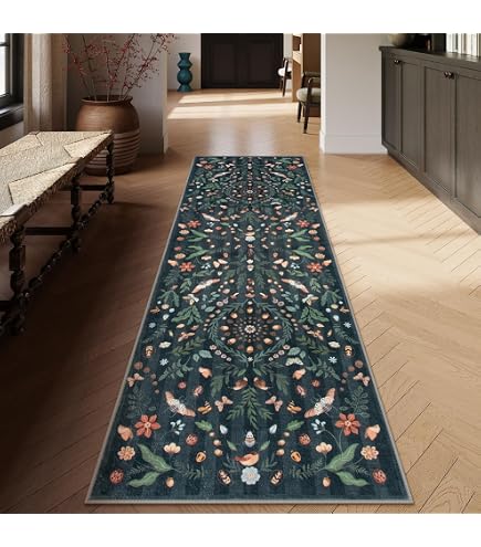 Moynesa Läufer Mit Blumenmuster – 2,4 M, Waschbar, Rutschfest, Für Flur, Küche, Schlafzimmer
