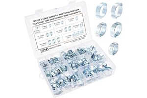 Gueenky 160 Pezzi Fascette Stringitubo Regolabile a Orecchio, 5-23mm Fascette Metalliche Stringitubo Morsetti a Orecchio Zincato Fascette a Due Orecchie per Tubi