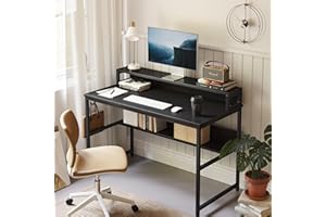 ‎CUBIKER Cubiker Schreibtisch, Computertisch mit Ablageregal und Bücherregal, 120 x 60 cm klein Pc Gaming Tisch, Bürotisch fürs Büro Wohnzimmer, Industrie-Design, Stabil Stahlgestell schreibtische, Schwarz