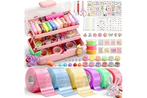 VICTERR Cinta Nano Tape Burbujas, 6 Piezas Nano Tape Bubble Kit de Manualidades Niños con Arcilla, Polvo de Purpurina, Pegatinas, Creativo Juego Niño Niña Regalos Cumpleaños Navidad