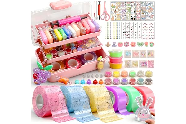VICTERR Nano Tape Bubble Set, 6 Pièces Nano Tape Bubble Kit Bricolage Enfant avec Poudre Scintillante, Autocollants, Jouet Enfant Cadeau Anniversaire Noël
