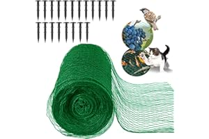MAIYADUO Garden Netting for Plants Fruit Veg Patch Grass Seeds, Anti Bird Netting Kit with Plastic Ground Pegs, Pond Netting Cover, Plant Mesh Netting Lawn Protection Garden Mesh Fence (Green, 4x12M)