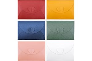 INHEMING Kolorowe mini koperty, 30 sztuk małych kolorowych kopert z papieru pakowego z zamknięciem w kształcie serca na karty podarunkowe, imprezy, wesela, urodziny - 10 x 7 cm