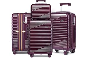 Sea choice Valise Set 4 Rigides Sets de Bagages Polycarbonate Extensible Valise de Voyage Cabine à 4 roulettes avec Serrure TSA Fermeture éclair YKK 55/67/76cm