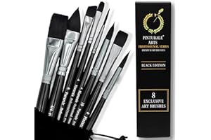 Pinturale Arts® Set Pennelli Acquerello Professionali | Black Series | Set di 8 Pennelli Per Acquerelli | Alto Assorbimento dell'Acqua e Controllo per un Flusso Costante | Pennello Acquerello