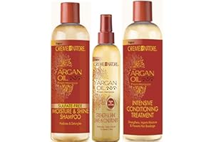 GÉNÉRIQUE Creme of Nature Argan Oil Shampoing sans sulfate et hydratant 354 ml, revitalisant sans rinçage à la force et à la brillance 250 ml et au traitement intensif revitalisant à l'huile d'argan 354 ml
