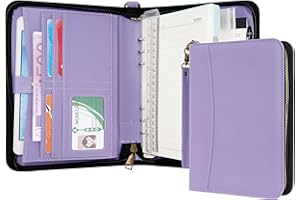 Wason Portefeuilles A5 à Anneaux avec Fermeture Éclair - Carnet de Notes en Cuir PU avec Bloc-Notes Détachable et Rechargeable, Juridique pour Professionnelle, Études et Voyages (Violet)