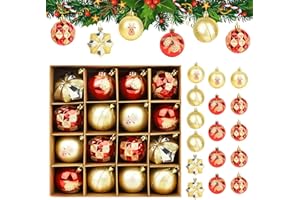 TIMIYOU 16 Piezas Bolas Arbol de Navidad, 6cm Bolas de Navidad Rojo y Dorado, Juego de Bolas de Navidad, Decoracion Navidad, Adornos Arbol Navidad para Adornos Navidad