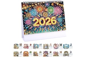 CXINLky Diamond Art Painting Calendario da tavolo 2026, Diamond Art Natale da scrivania calendario con supporto, calendario da tavolo con lista delle cose da fare sul retro 11-2026